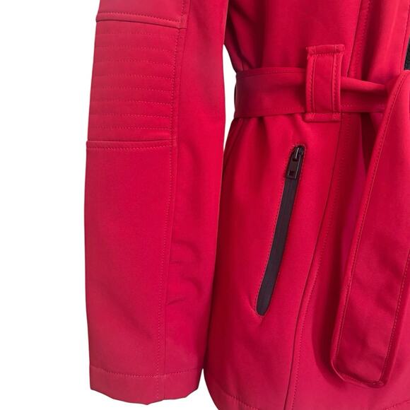 London Fog Red Zip-up Tie Waist Soft Shell Jacket Size S - Picture 3 of 7